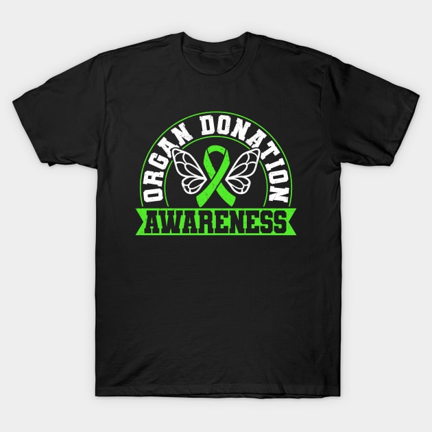 Organ Donor Green Ribbon, Organ Donation Awareness T-Shirt by Caskara